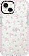 Dumkery Cute Clear Pink Flowers Phone Case Compatible with iPhone 14 Plus, Floral