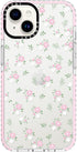 Dumkery Cute Clear Pink Flowers Phone Case Compatible with iPhone 14 Plus, Floral
