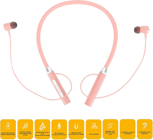 BT 5.2 Neckband Earbuds, Magnetic Headphones, IPX5 Waterproof Stereo Ergonomic Enhanced Bass Sports Earphone for