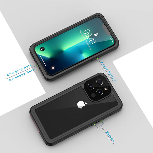 Lanhiem IP68 Waterproof Case for iPhone 13 Pro, Dustproof Shockproof Full Body Cover with Built-in Screen Protector