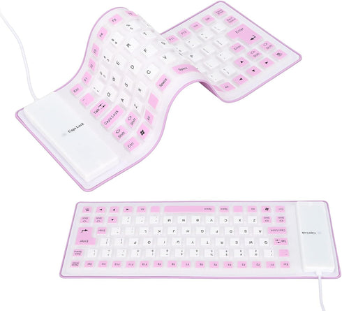 Silicone Foldable Flexible USB Wired Gaming Keyboard, 85 Keys, Waterproof, Dustproof, Roll-up Design for PC