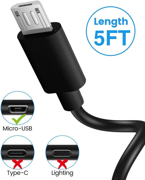 Replacement Charger Fire TV Stick Cable Compatible for Roku Streaming Stick, Roku Express/Plus,Express 4K/Plus, Premiere/Roku Voice Remote Pro remote control Micro USB Power Cord Charging Cable (5FT)