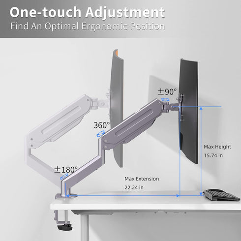 Suptek Monitor Mount, Gas Spring Single Monitor Arm Desk Mount, Fully Adjustable Fits 17-27 inch Monitors, Weight