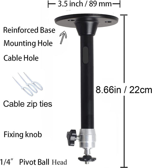 Projector Ceiling Mount 8.6IN / 22CM Black Mini Projector Wall Mount Compatible with QKK, DR.J, DBPOWER, Anker, VANKYO, AAXA, Jinhoo, PVO, TMY, AuKing and Most Other Mini Projector
