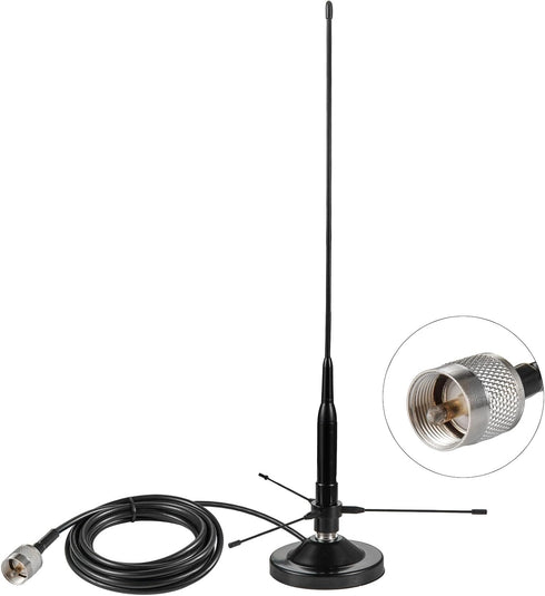 eifagur UHF VHF Dual Band 136-174MHz 400-470MHz Magnetic Base Mount Soft Whip Antenna