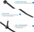 1000 8 Inch, 60 LBS PA66 XINGO PCS Black Zip Ties Tensile Strength, Self-Locking Nylon Plastic Nylon Wire Ties