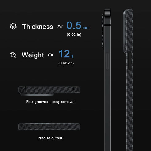MEMUMI Carbon Fiber Case for iPhone 14 Pro Max - Durable Slim Fit with Military-Grade Drop Protection