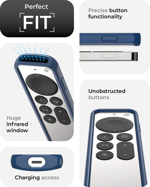 TotalMount Air Rim Case for Apple TV Remotes, Slim Hybrid Remote Case with Ultimate Drop Protection, Blue Perimeter