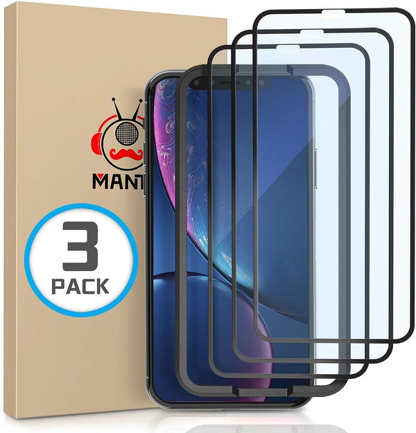 MANTO 3 Pack Tempered Glass Screen Protector for iPhone 11/XR 6.1" - Full Coverage, 3D Touch, Anti-Fingerprint.
