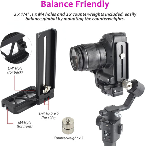 Akeipho L Bracket Vertical Mount for DJI Ronin SC, Aluminum Camera Quick Release Plate for Ronin SC Gimbal Stabilizer