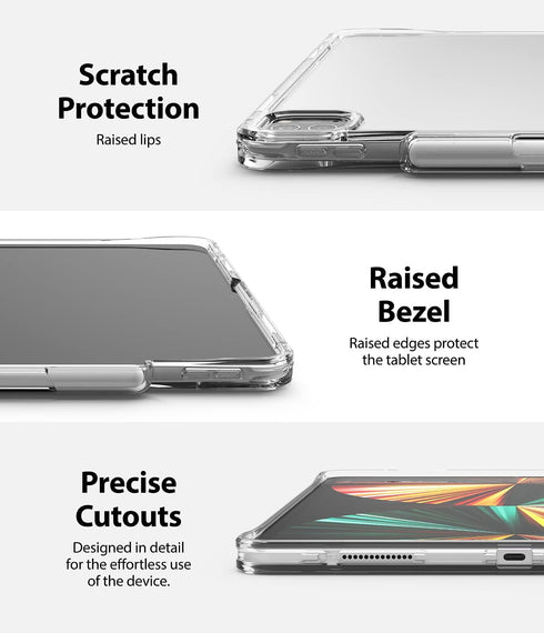 Ringke Fusion Plus Case with Pencil Holder, Compatible with iPad Pro 12.9 (6th & 5th Gen), Clear Shockproof Bumper