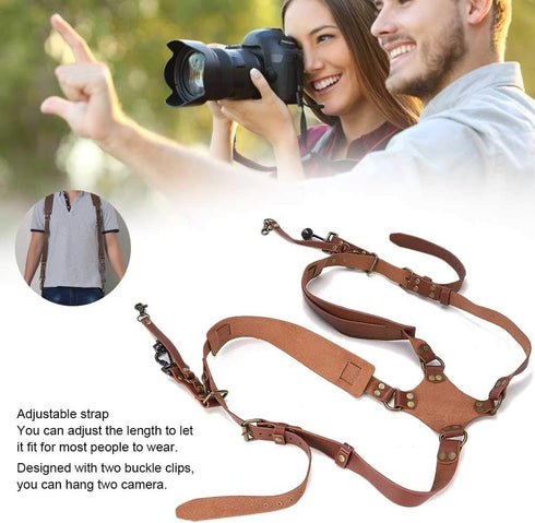 Fdit Lightweight Anti-Breakage Leather Double Shoulder Harness Strap for DSLR Cameras (23 * 17 * 6cm-2#)