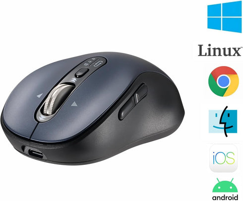 Wireless Bluetooth Mouse with 4 Way Scrolling, Rechargeable, 3200 DPI, Quiet Click, 3 Devices Mice for Windows, Mac