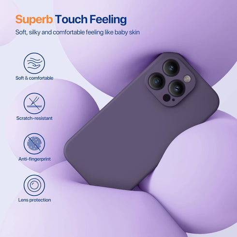 Miracase Shockproof Liquid Silicone Rubber Phone Case Cover for iPhone 14 Pro with Tempered Glass Screen Protector,