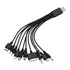Black 10 in 1 Universal USB Cable - Multiple Universal Charging Cable for Cell Phones, Bluetooth Earphones, and more