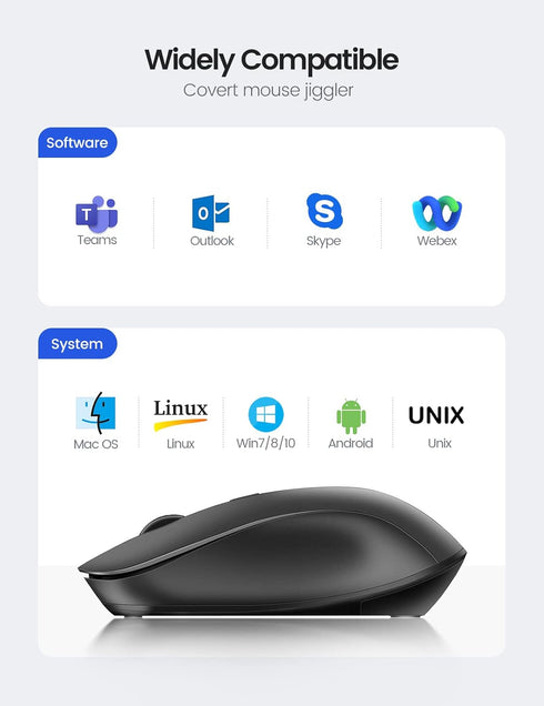 Covert Mouse Jiggler - 2 in 1 Undetectable Mouse Mover with ON/Off Switch, Simulate Mouse Movement to Keep Computer