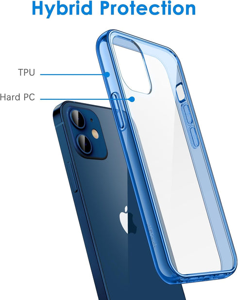 JETech Case for iPhone 12 Mini 5.4-Inch, Non-Yellowing Shockproof Bumper Cover with Anti-Scratch Clear Back - Blue