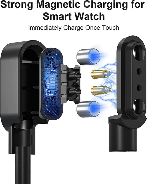 Compatible for Erkwei Smart Watch Charger, 2 Pin Magnetic USB Replacement Charging Compatible for Erkwei I39H Smart Watch/HOK I39H 1.32 Inches Smart Watch/Iaret I39H 1.32" Smart Watch (Black)