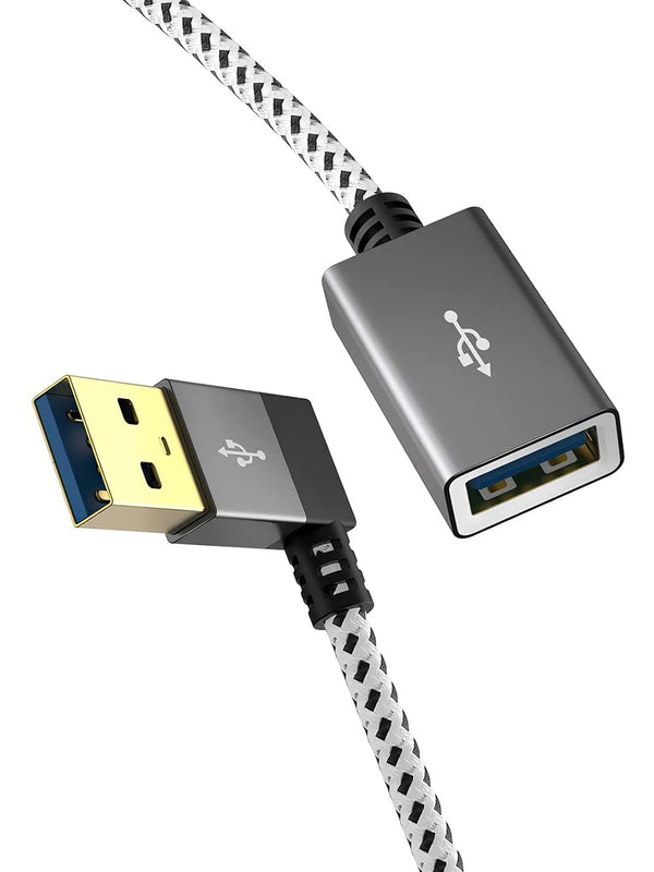 CableCreation Short USB 3.0 Extension Cable 1FT - Left Angle Male to Female Extender Cord, 90 Degree for VR