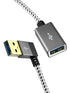 CableCreation Short USB 3.0 Extension Cable 1FT - Left Angle Male to Female Extender Cord, 90 Degree for VR