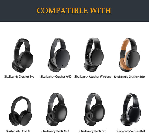 Crusher Wireless/Crusher Evo Earpads Hesh 3/Hesh ANC Replacement Pads Ear Muffs Parts Compatible with Skullcandy Crusher ANC/Crusher Evo/Crusher 360, Hesh 3/Hesh Evo/Hesh ANC Headphones