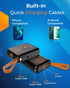 Vida IT Small Compact Power Bank Battery Pack for Heated Vest Jacket Chair, 10000mAh Mini Portable Charger for iPhone 11 12 Samsung S22 S23 Android Cell Phone with Built-in Cables Fast Charging USB-C