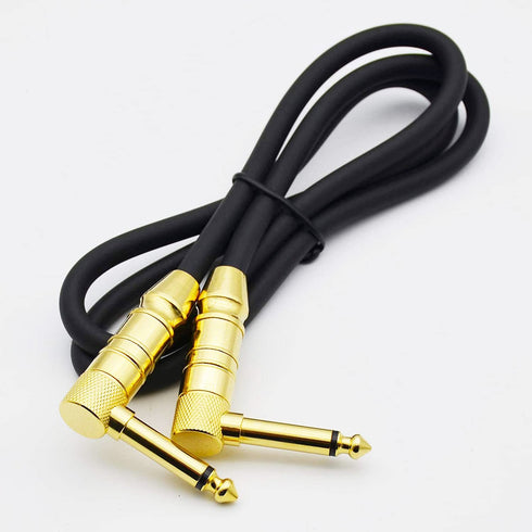 1/4" TS to 1/4" TS Right Angle Gold Speaker Cable, 3 Feet Black, Pack of 2