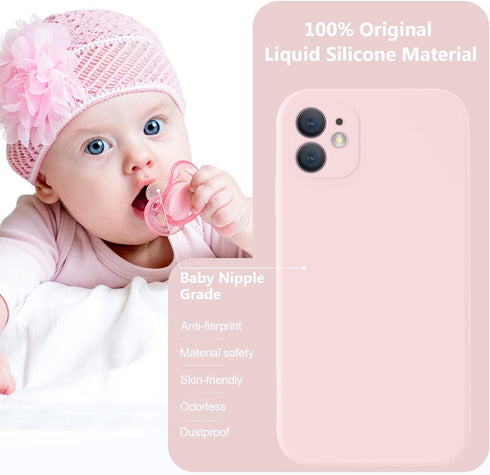 Vooii iPhone 11 Case - Chalk Pink, Upgraded Liquid Silicone, Square Edges, Camera Protection, Soft Microfiber Lining.