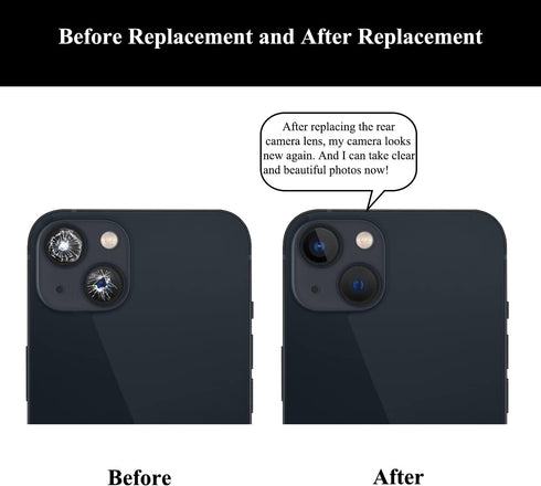 LOZOP 2 Sets 13/13 (2 Pieces/Set) Rear Camera Lens Glass Replacement with Adhesive Pre-Installed Compatible for iPhone