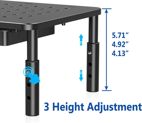 Zimilar 2 Pack Monitor Stand Riser with Drawer - 3 Height Adjustable Metal Stand for Computer, Laptop, Printer