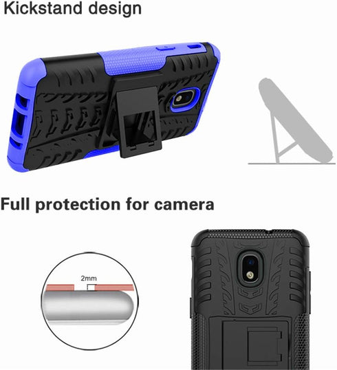 Yiakeng Galaxy J7 2018 Shockproof Protective Case with Kickstand (Blue)