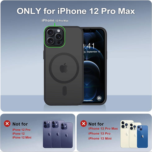 Vooii iPhone 12 Pro Max Case - Strong Magnetic, Slim Translucent Matte, Magsafe Compatible, with Screen & Camera