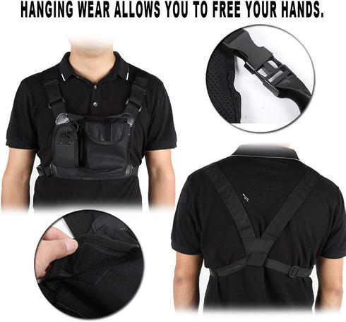 Radio Chest Bag, Universal Hands Radio Chest Harness Carry Case Pocket Pack Holster for Two Way Radio