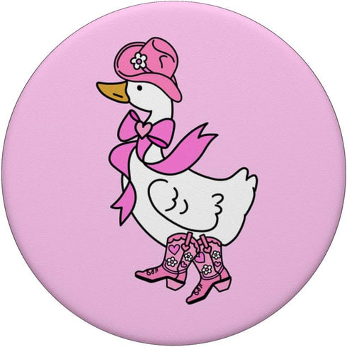 Cowgirl Duck Pink Cowgirl Goose with Cowboy Hat & Boots PopSockets Swappable PopGrip