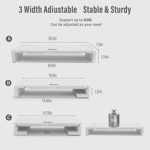 OImatser Monitor Stand Riser with 3.0 USB HUB, Foldable Computer Stand, Adjustable Length with Storage Drawer