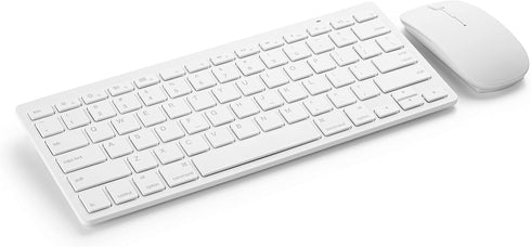Mason West Slim Wireless Keyboard and Mouse Combo - White - for Desktop/Laptop/Windows/Mac, USB Nano Receiver