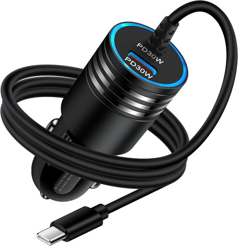 Android 60W USB Type C Car Charger Adapter, Fast Charging for Samsung Galaxy S23 Ultra/S23+/A14 5G/A54/A34