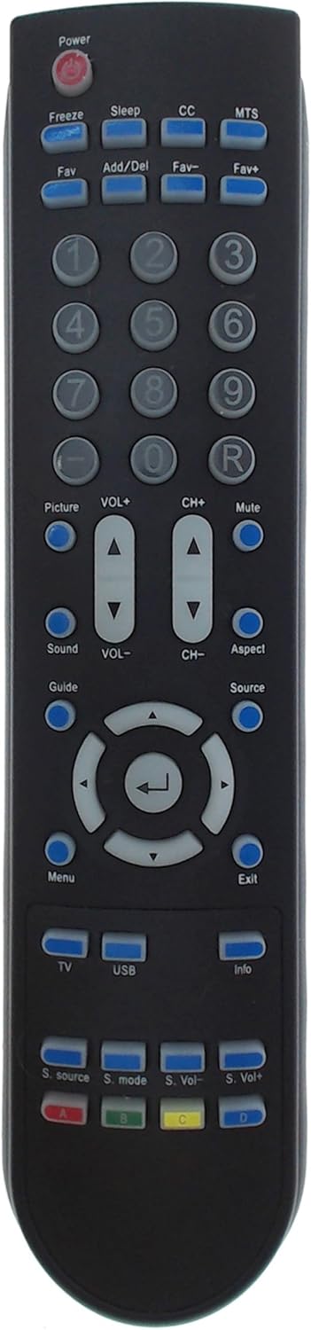 Replacement Remote for Sceptre X405BV-FHDU, X408BV-FHDU, X505BV-FHD, X508BV-FHD, X505BV-FHDU, X508BV-FHDU