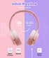 Kids Wireless Headphones 60H, Foldable On Ear Headphone with MIC, Volume Limiter 85dB/94dB for School, Pink