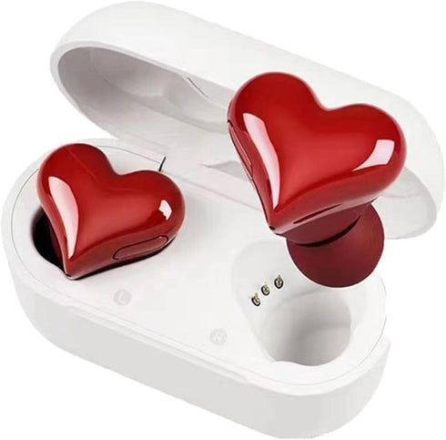 Dpofirs Wireless Earbuds, Heart Shaped Bluetooth Headphones, HiFi Stereo Earphones, Rechargeable Waterproof for Working
