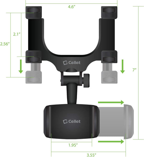 Cellet Vehicle Rear View Mirror Phone Holder Mount Universal Smartphone Cradle Compatible with iPhone Samsung