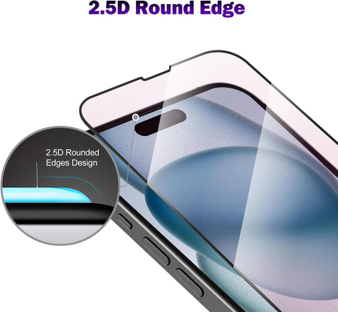 ZUSLAB Tempered Glass Screen Protector for iPhone 15 Plus 6.7" (2023) - Anti Blue Light, 9H HD, Full Coverage, 2 Pack.