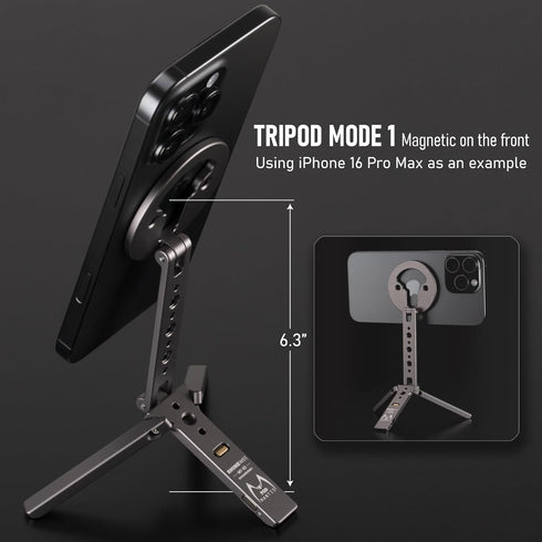 SHINEWEE 20 N52 1/4" 12-17 Ultra-Compact Magnetic Tripod for iPhone | Foldable Hook Design, Magnets, Cold Shoe & Screw