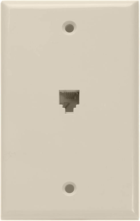 Leviton Standard Telephone Wall Jack, 6P4C, Screw Terminals, 40249-T, Light Almond