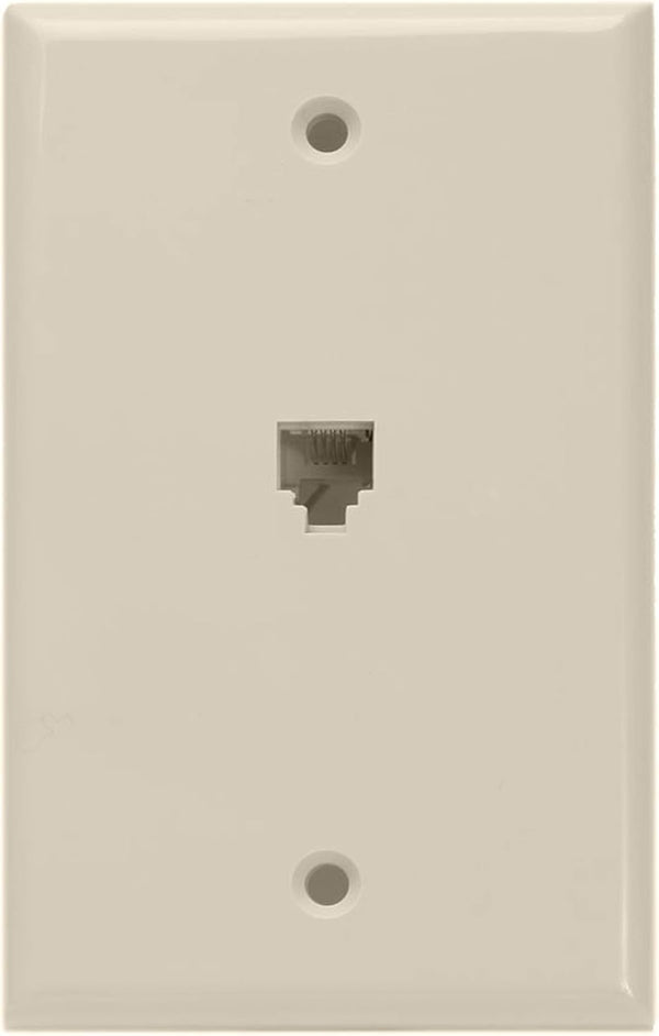 Leviton Standard Telephone Wall Jack, 6P4C, Screw Terminals, 40249-T, Light Almond