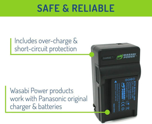 Wasabi Power Battery (2-Pack) and Charger for Panasonic DMW-BCG10, DMW-BCG10E, DMW-BCG10PP and Panasonic Lumix DMC-3D1,