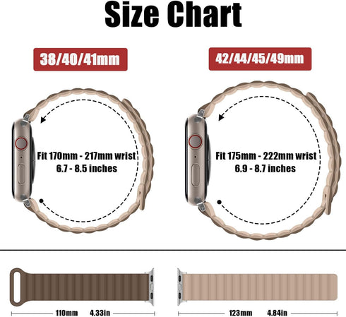 HITZEE Double Sided Silicone Magnetic Band for Apple Watch, Compatible with 49mm, 45mm, 44mm, 42mm, 41mm, 40mm, 38mm