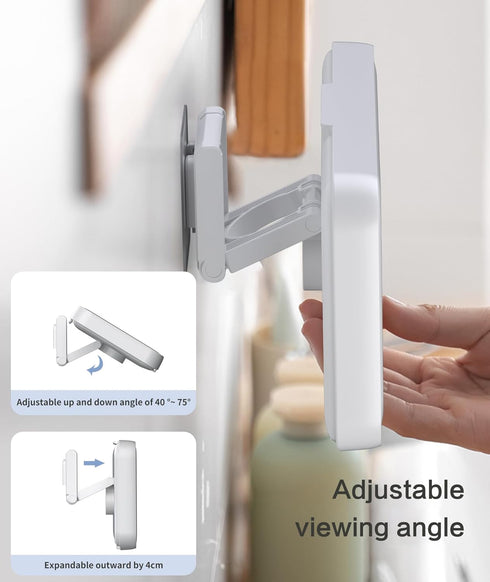 Waterproof Shower Phone Holder with 480° Rotation, Angle Adjustable, Fits Phones up to 7 Inches, White