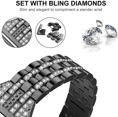 Bands Compatible with Fitbit Versa 2/Versa Lite/Versa - Women Replacement Metal Rhinestone Bling Bracelet