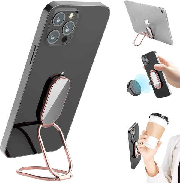 Phone Ring Holder Finger Kickstand, 360° Rotation Metal Grip for Magnetic Car Mount, Compatible with Most Smartphones